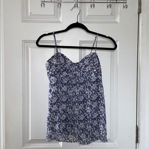 AEO Blue & White Floral Tank Top